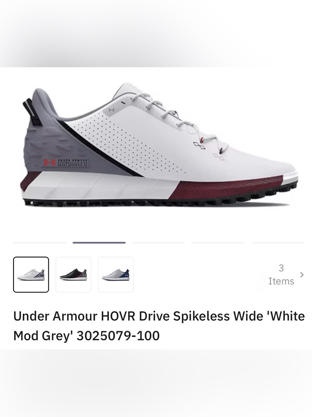 Under Armour HOVR Drive Spikeless Wide 'White Mod Grey' 3025079-100